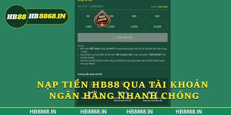 Nạp tiền HB88 bằng cách chuyển khoản ngân hàng nhanh chóng